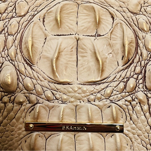 🐩Wonderful Brahmin Carrie Sand Dune Melbourne Croc Embossed Leather Crossbody! - Picture 6 of 16